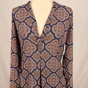 The Limited Blue and Red Geometric Blouse